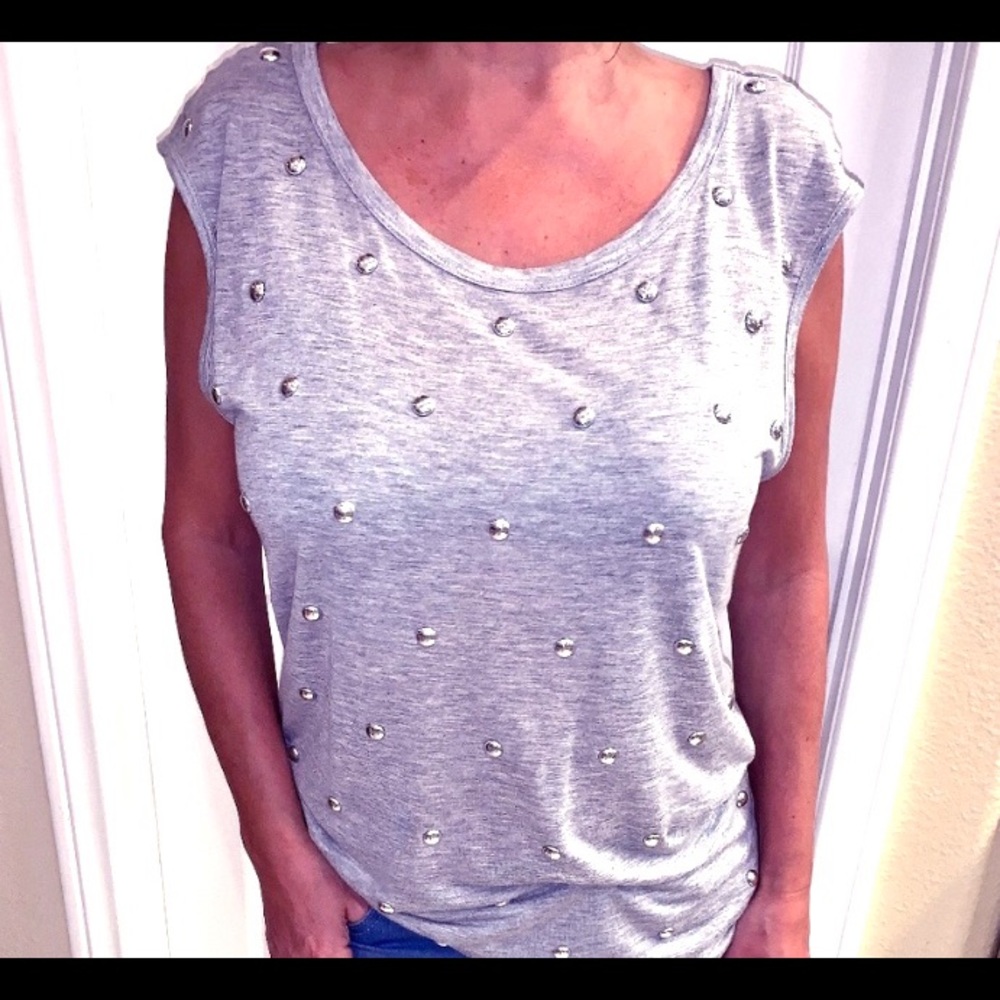 Michael Kors Grey Sleeveless Studded top L